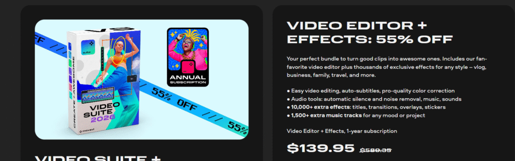 movavi video editor effects blackfriday 2025